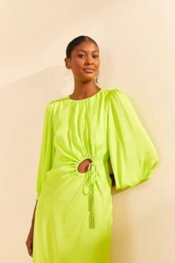 Farm Rio Lime Circle Cut Out Lenzing™ Ecovero™ Viscose Midi Dress -Farm Rio 313687 03