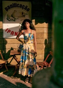 Farm Rio Mandacaru Floral Black Sakura Midi Skirt