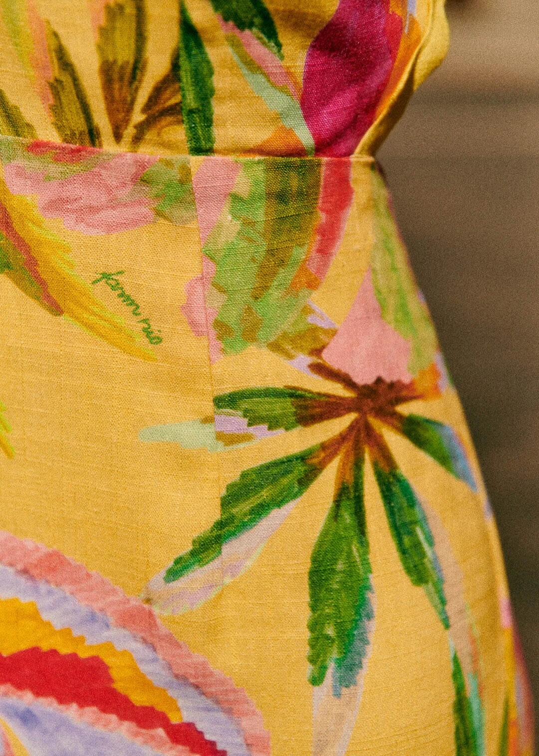 Farm Rio Summer Forest Yellow Burna Midi Dress 8 Farm Rio Summer Forest Yellow Burna Midi Dress - Image 6