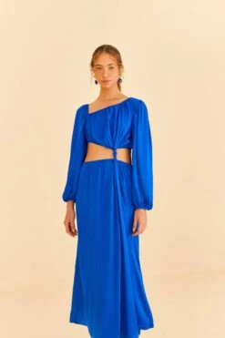 Farm Rio Blue Viscose Satin Midi Dress 10 Farm Rio Blue Viscose Satin Midi Dress -Farm Rio 313815 02