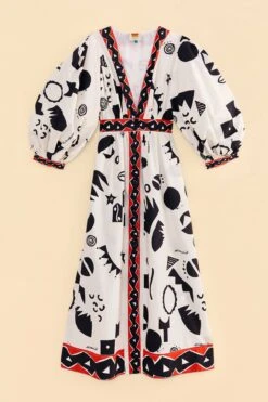 Farm Rio Off-White Pitta Soul Puff Sleeve Midi Dress 13 Farm Rio Off-White Pitta Soul Puff Sleeve Midi Dress -Farm Rio 314083 06