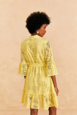 Farm Rio Light Yellow Palm Tree Mini Dress 10 Farm Rio Light Yellow Palm Tree Mini Dress -Farm Rio 314107 04