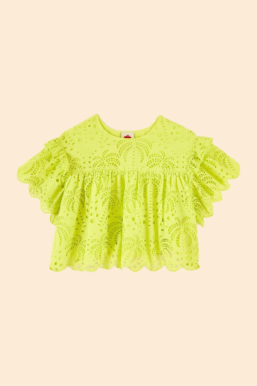 Farm Rio Lime Green Palm Tree Richelieu Blouse 8 Farm Rio Lime Green Palm Tree Richelieu Blouse - Image 6