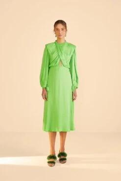 Farm Rio Lime Shoulder Pads Maxi Dress 10 Farm Rio Lime Shoulder Pads Maxi Dress -Farm Rio 314476 02