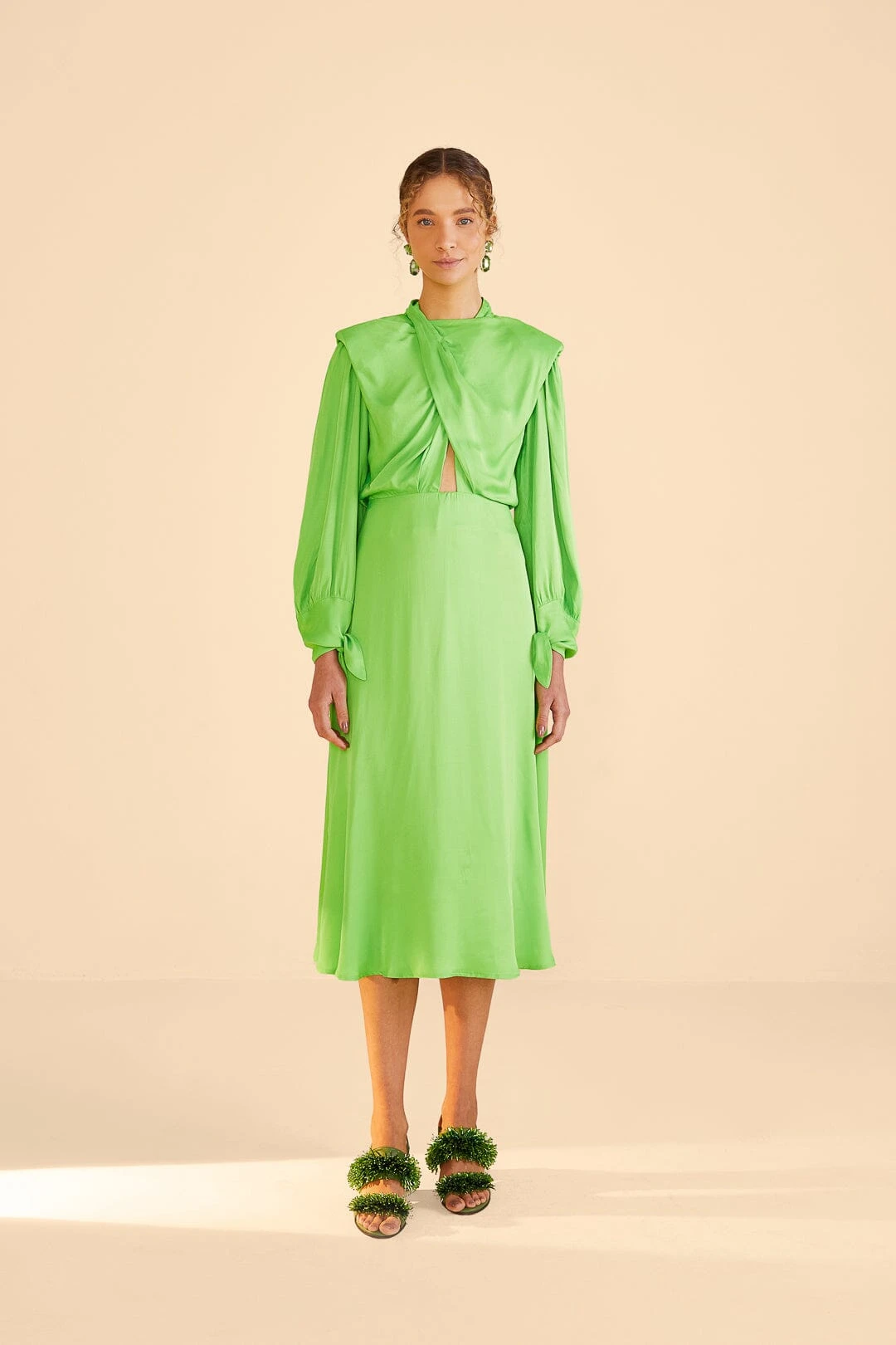 Farm Rio Lime Shoulder Pads Maxi Dress 5 Farm Rio Lime Shoulder Pads Maxi Dress - Image 3