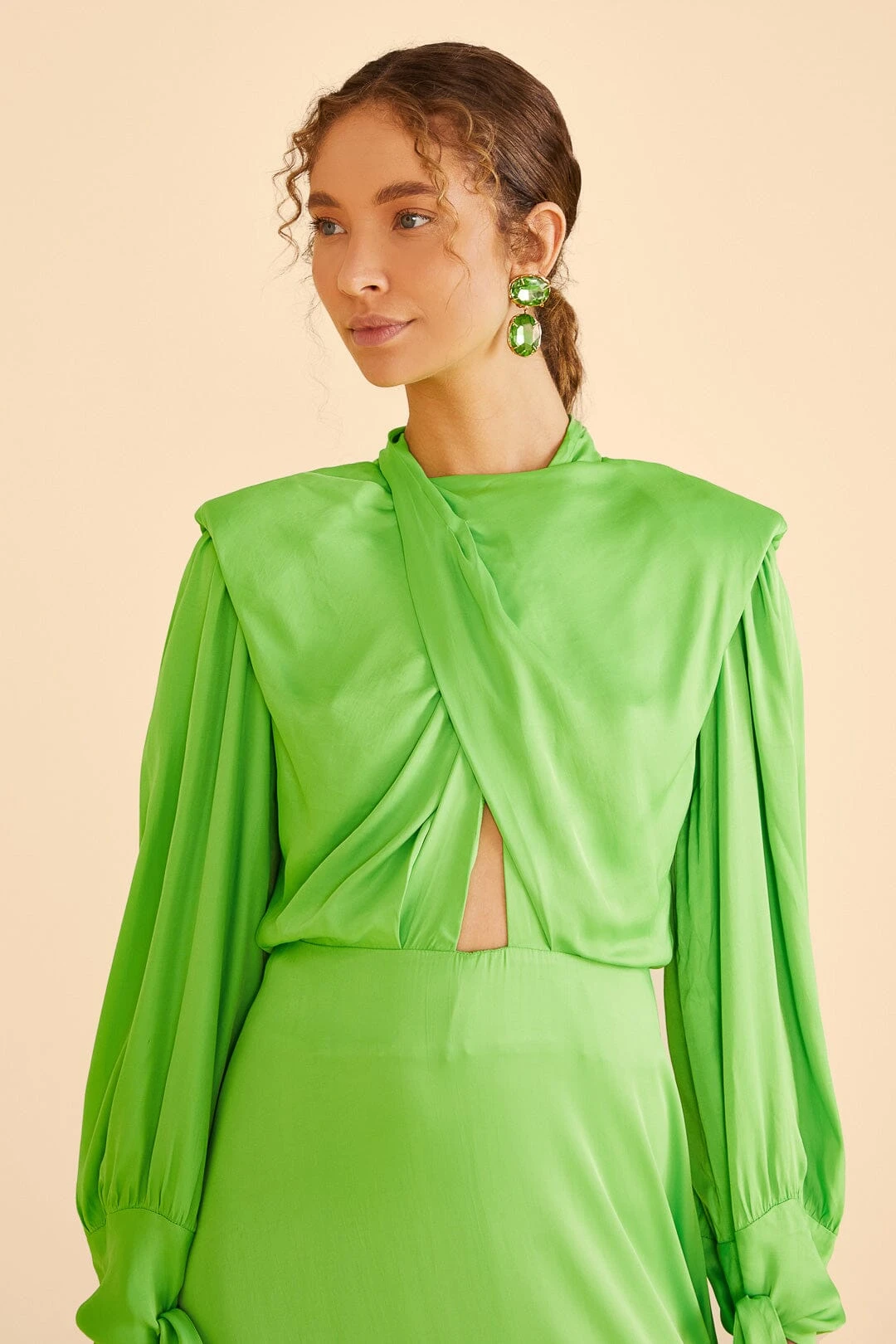 Farm Rio Lime Shoulder Pads Maxi Dress 4 Farm Rio Lime Shoulder Pads Maxi Dress - Image 2