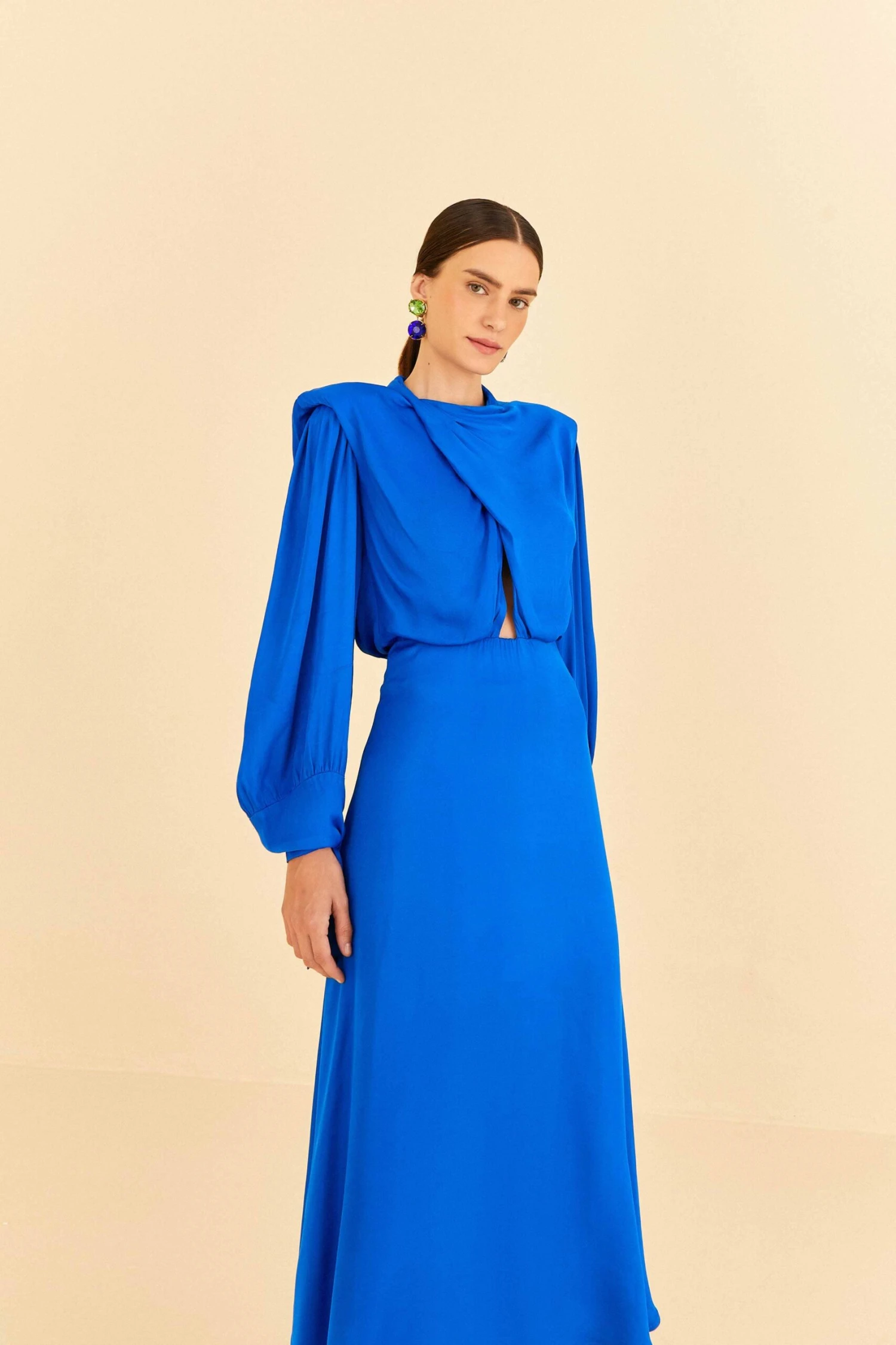 Farm Rio Blue Shoulder Pads Maxi Dress 4 Farm Rio Blue Shoulder Pads Maxi Dress - Image 2