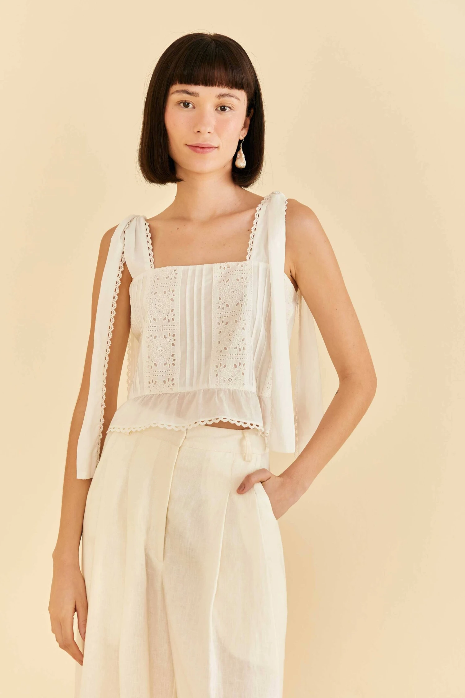 Farm Rio Off-White Lace Top 4 Farm Rio Off-White Lace Top - Image 2
