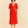 Farm Rio Red Short Sleeves Midi Dress -Farm Rio 314511 01