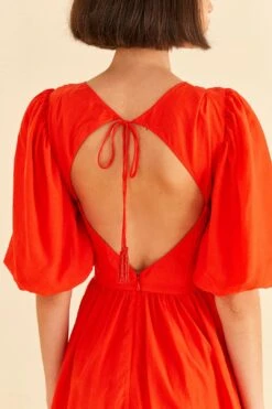 Farm Rio Red Short Sleeves Midi Dress 10 Farm Rio Red Short Sleeves Midi Dress -Farm Rio 314511 03