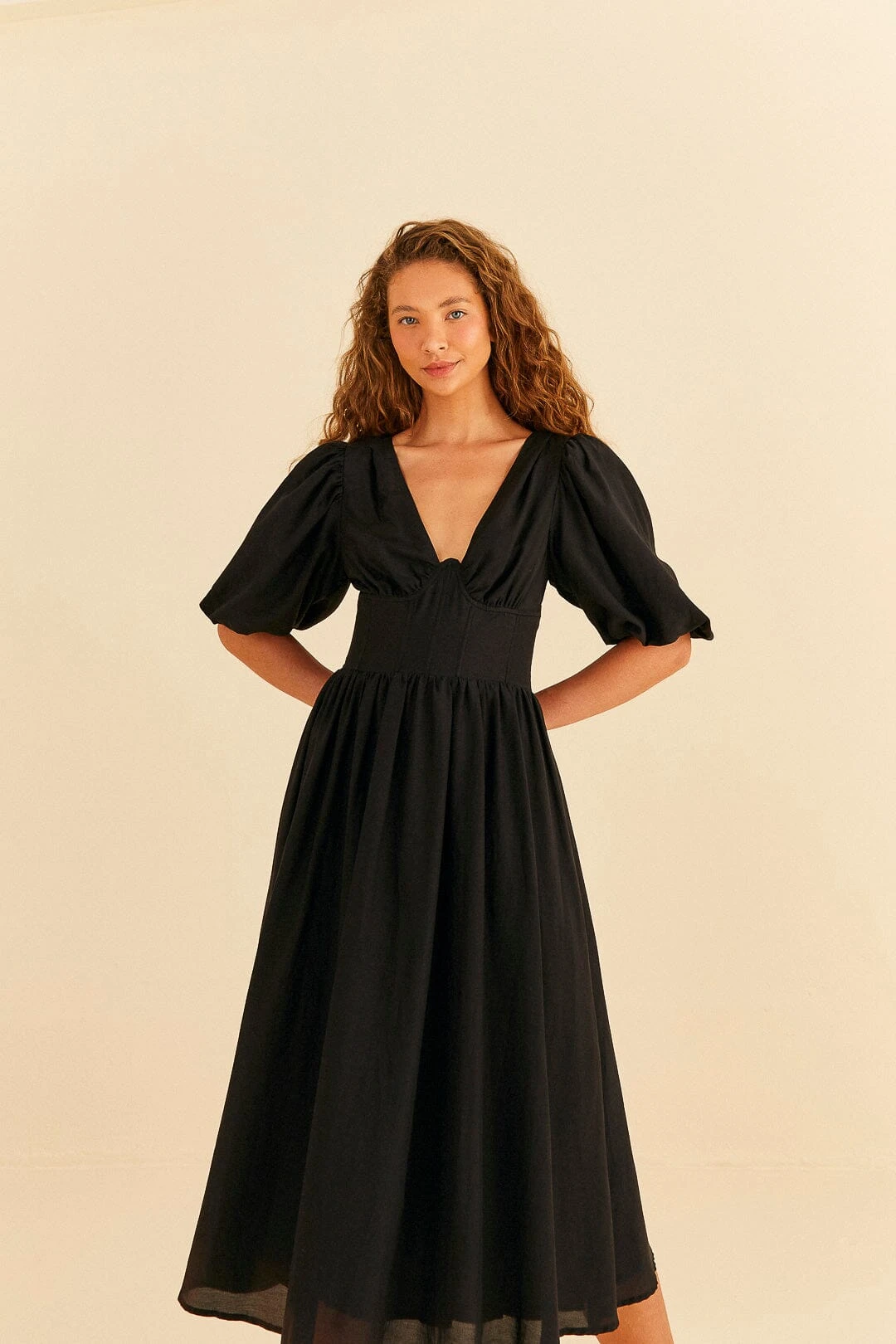 Farm Rio Black Short Sleeves Midi Dress 6 Farm Rio Black Short Sleeves Midi Dress - Image 4