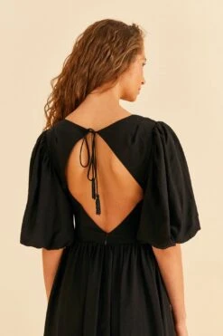 Farm Rio Black Short Sleeves Midi Dress 12 Farm Rio Black Short Sleeves Midi Dress -Farm Rio 314512 05