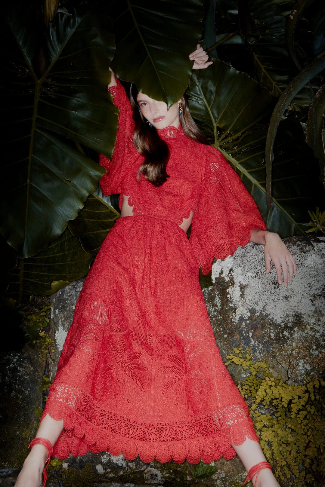 Farm Rio Red Guipure Cut Out Midi Dress 4 Farm Rio Red Guipure Cut Out Midi Dress - Image 2