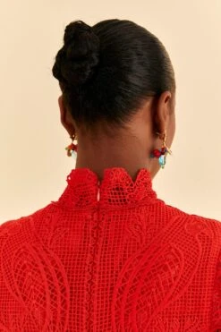 Farm Rio Red Guipure Cut Out Midi Dress 15 Farm Rio Red Guipure Cut Out Midi Dress -Farm Rio 314516 05