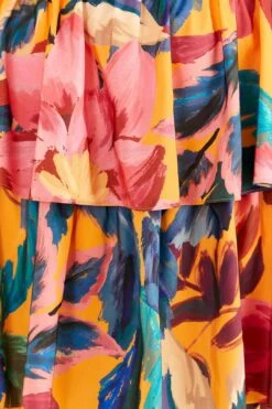 Farm Rio Yellow Painted Flowers Layered Maxi Dress 14 Farm Rio Yellow Painted Flowers Layered Maxi Dress -Farm Rio 314752 06