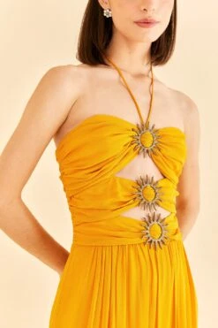 Farm Rio Yellow Sleeveless Maxi Dress With Sun Buckle 10 Farm Rio Yellow Sleeveless Maxi Dress With Sun Buckle -Farm Rio 314753 03
