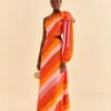 Farm Rio Party Stripes Multicolor One Shoulder Maxi Dress 2 Farm Rio Party Stripes Multicolor One Shoulder Maxi Dress -Farm Rio 314757 02