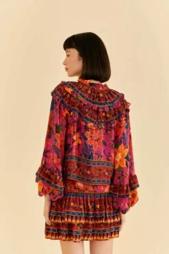 Farm Rio Pink Tropical Tapestry Long Sleeve Blouse -Farm Rio 315105 04