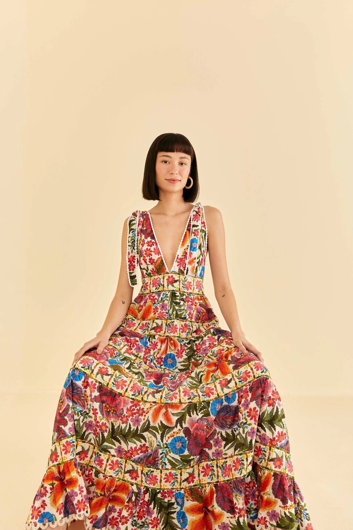 Farm Rio Off-White Tropical Yard Sleeveless Midi Dress 3 Farm Rio Off-White Tropical Yard Sleeveless Midi Dress