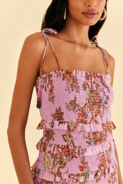 Farm Rio Lilac Floral Monkey Smocked Mini Dress 9 Farm Rio Lilac Floral Monkey Smocked Mini Dress -Farm Rio 315956 03