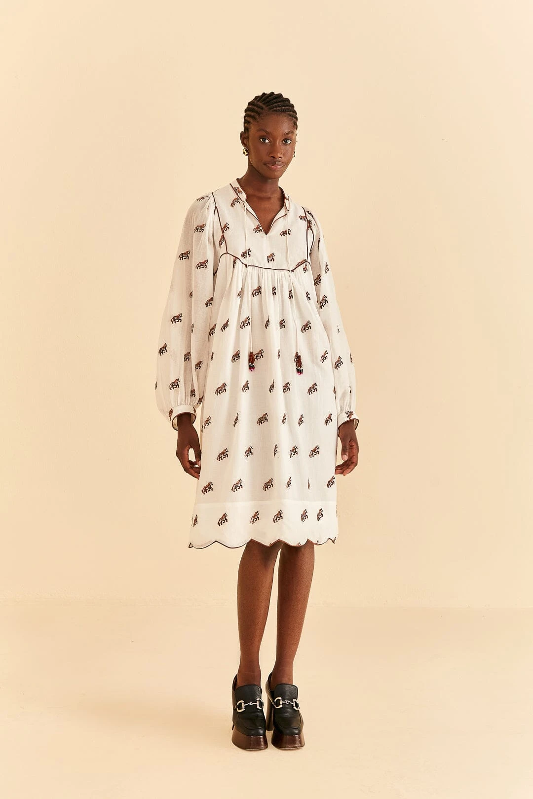 Farm Rio Off-White Embroidered Horses Midi Dress 3 Farm Rio Off-White Embroidered Horses Midi Dress