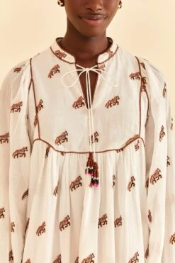 Farm Rio Off-White Embroidered Horses Midi Dress 10 Farm Rio Off-White Embroidered Horses Midi Dress -Farm Rio 315962 03