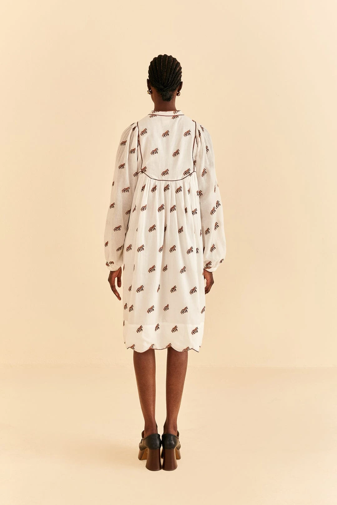 Farm Rio Off-White Embroidered Horses Midi Dress 6 Farm Rio Off-White Embroidered Horses Midi Dress - Image 4