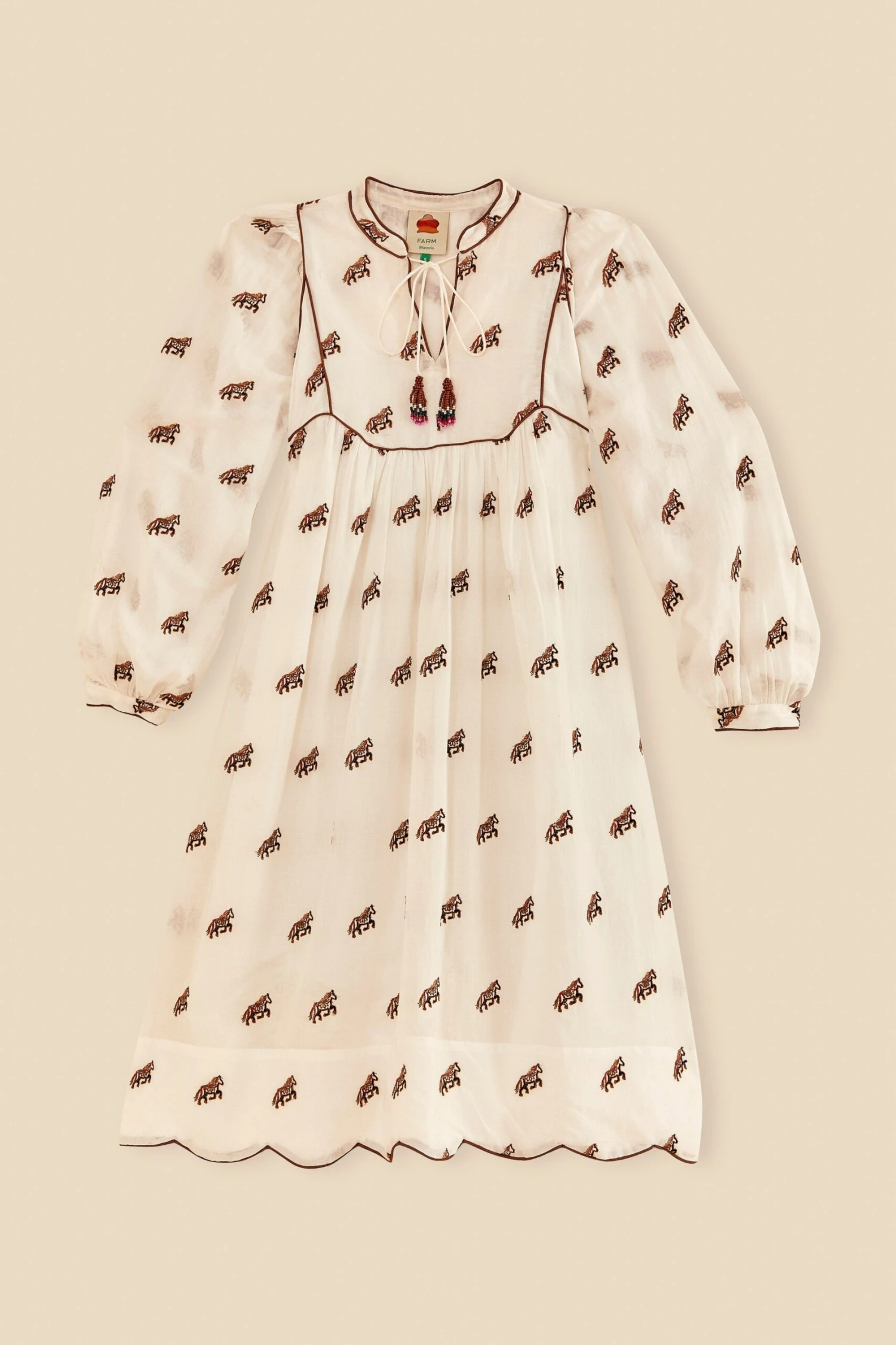Farm Rio Off-White Embroidered Horses Midi Dress 8 Farm Rio Off-White Embroidered Horses Midi Dress - Image 6