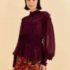 Farm Rio Burgundy Ruffle High Neck Blouse 1 Farm Rio Burgundy Ruffle High Neck Blouse -Farm Rio 315975 01