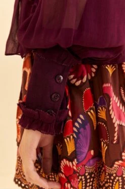 Farm Rio Burgundy Ruffle High Neck Blouse 15 Farm Rio Burgundy Ruffle High Neck Blouse -Farm Rio 315975 05