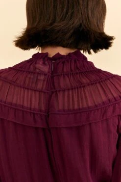 Farm Rio Burgundy Ruffle High Neck Blouse 14 Farm Rio Burgundy Ruffle High Neck Blouse -Farm Rio 315975 06