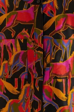 Farm Rio Black Wild Horses Maxi Shirt -Farm Rio 315994 05