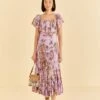 Farm Rio Lilac Floral Monkey Short Sleeve Maxi Dress 2 Farm Rio Lilac Floral Monkey Short Sleeve Maxi Dress -Farm Rio 316417 01