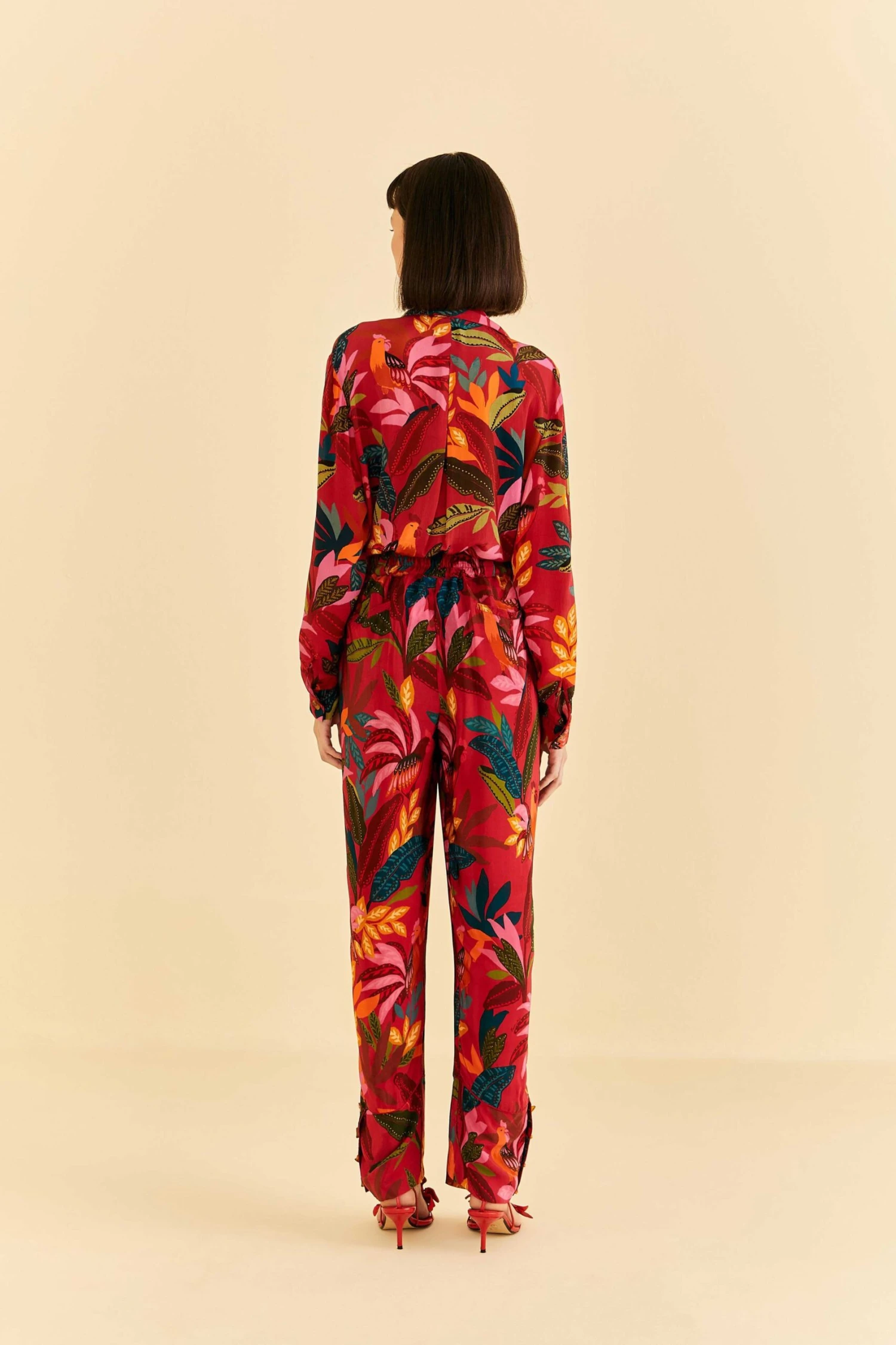 Farm Rio Red Rooster Leaves Pants 6 Farm Rio Red Rooster Leaves Pants - Image 4