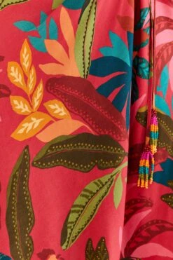 Farm Rio Red Rooster Leaves Long Sleeve Mini Dress -Farm Rio 316430 05