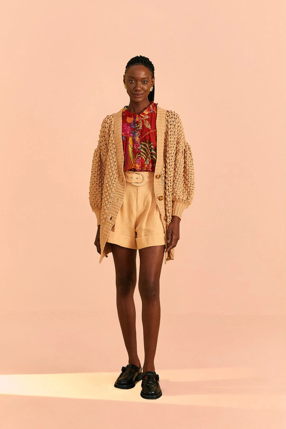 Farm Rio Dark Sand Handmade Dots Cardigan 3 Farm Rio Dark Sand Handmade Dots Cardigan