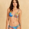 Farm Rio Blue Painted Birds Side Tie Full Bikini Bottom