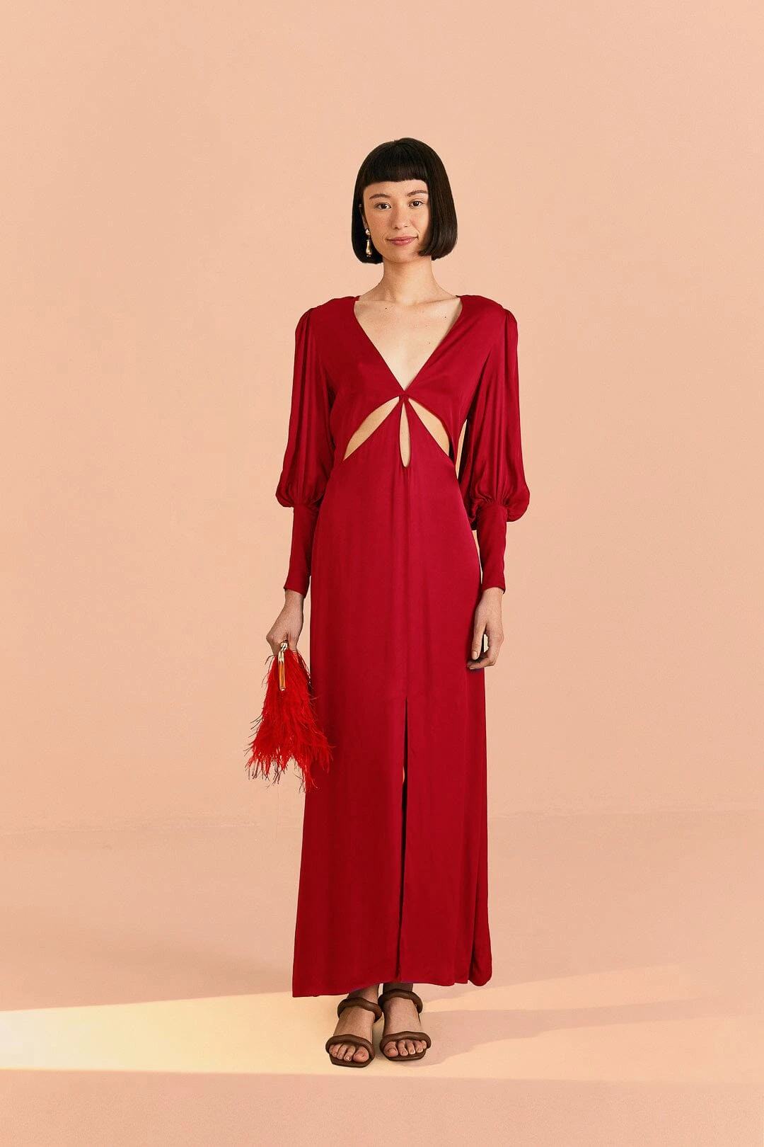 Farm Rio Red Cut Out Long Sleeve Lenzing™ Ecovero™ Viscose Maxi Dress 3 Farm Rio Red Cut Out Long Sleeve Lenzing™ Ecovero™ Viscose Maxi Dress