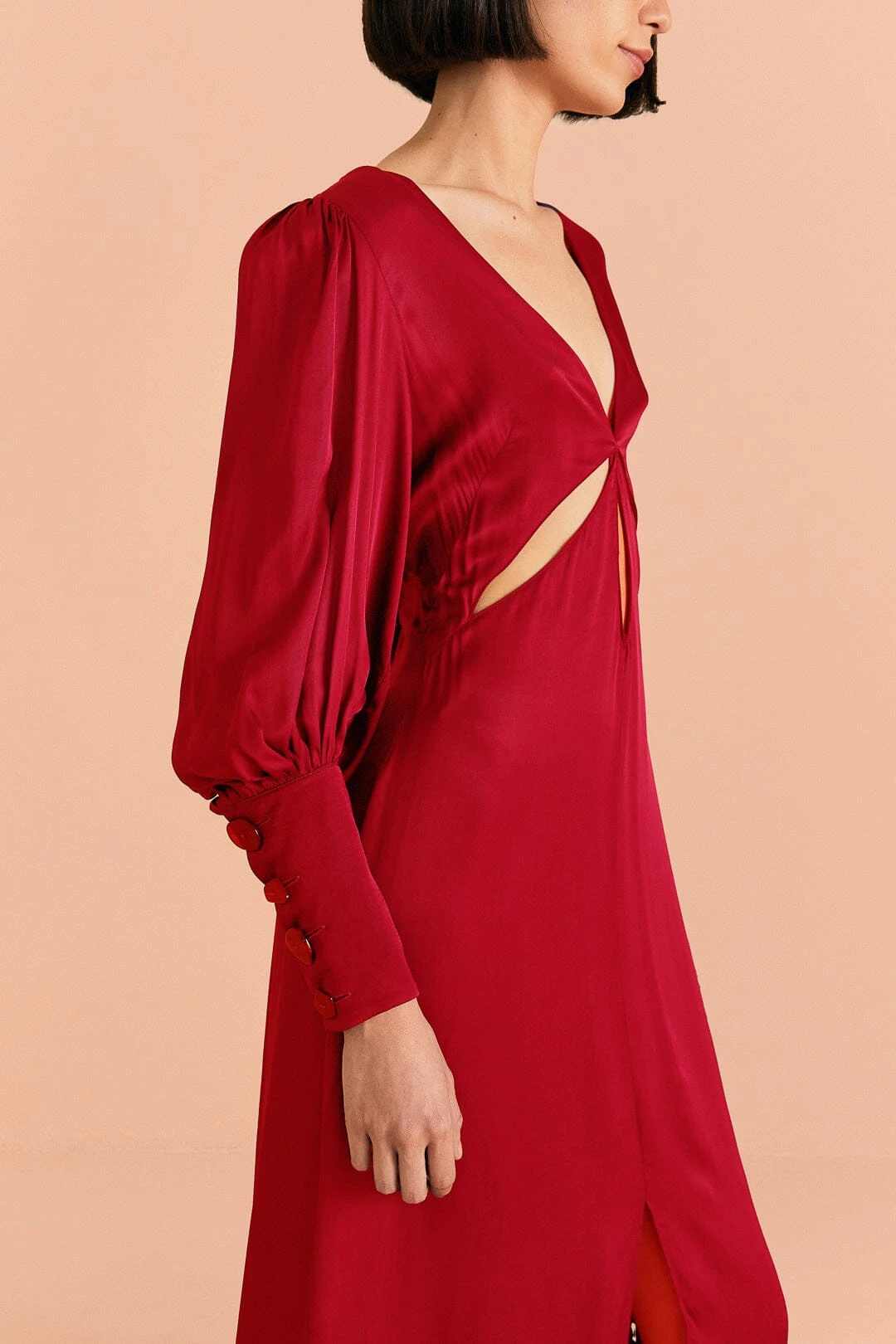 Farm Rio Red Cut Out Long Sleeve Lenzing™ Ecovero™ Viscose Maxi Dress 4 Farm Rio Red Cut Out Long Sleeve Lenzing™ Ecovero™ Viscose Maxi Dress - Image 2