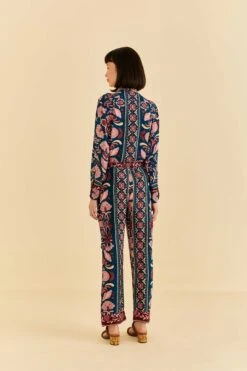 Farm Rio Teal Seashell Tapestry Cargo Pants 11 Farm Rio Teal Seashell Tapestry Cargo Pants -Farm Rio 318133 04