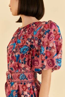 Farm Rio Blush Floral Birds Mini Dress -Farm Rio 318135 03