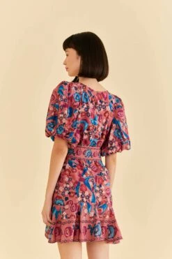 Farm Rio Blush Floral Birds Mini Dress -Farm Rio 318135 04