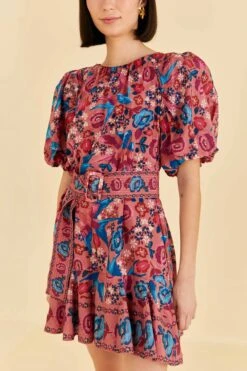 Farm Rio Blush Floral Birds Mini Dress -Farm Rio 318135 05