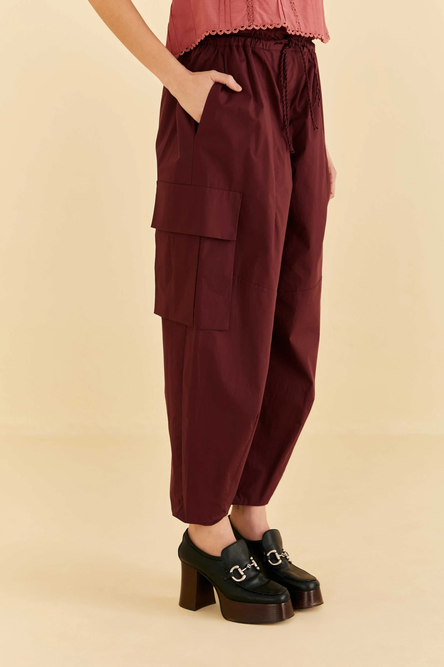 Farm Rio Blush Organic Cotton Cargo Pants 4 Farm Rio Blush Organic Cotton Cargo Pants - Image 2