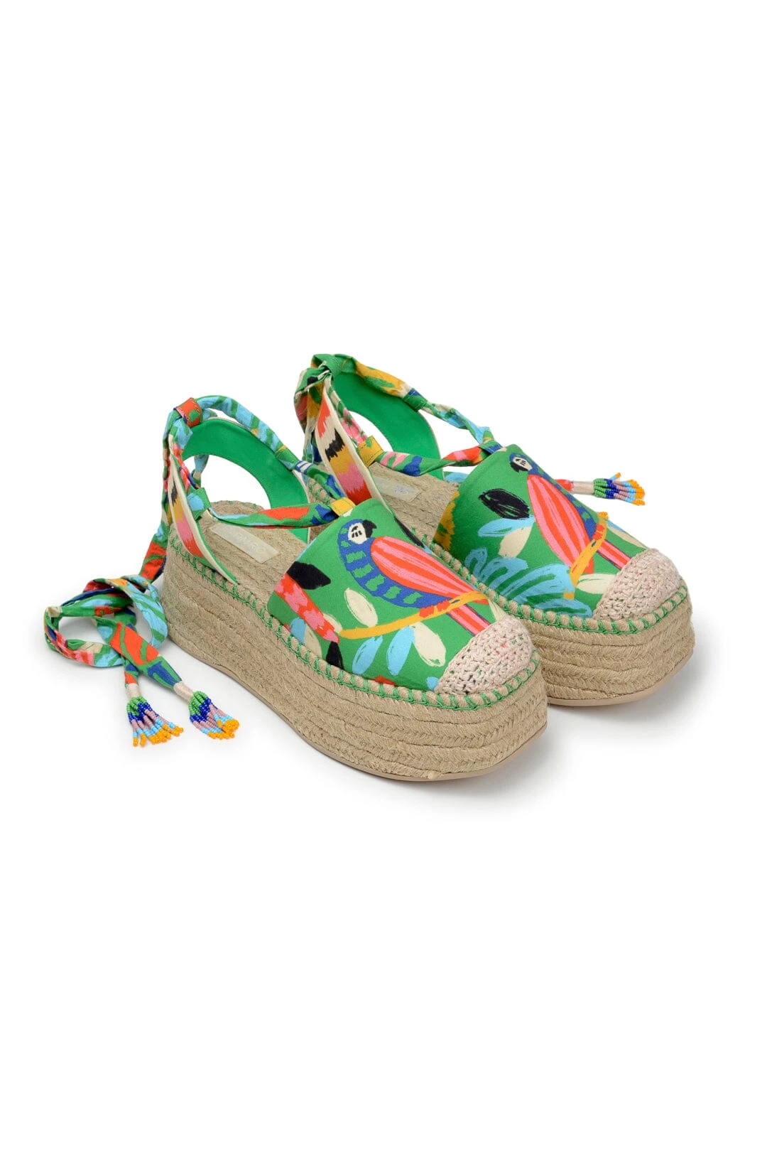 Farm Rio Green Forest Birds Espadrille Platform Sandal 3 Farm Rio Green Forest Birds Espadrille Platform Sandal