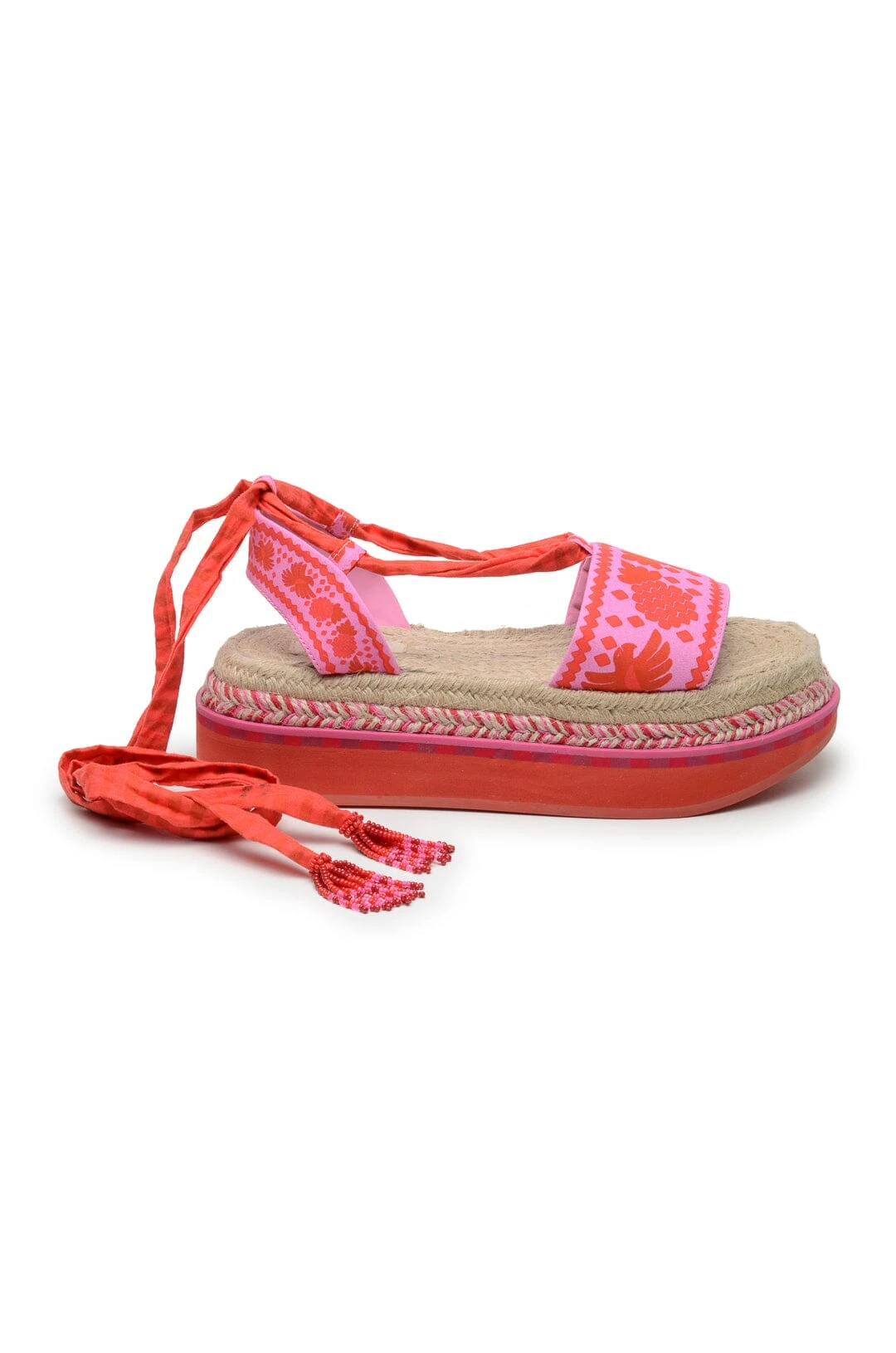 Farm Rio Red Jungle Scarf Espadrille Flatform Sandal 5 Farm Rio Red Jungle Scarf Espadrille Flatform Sandal - Image 3
