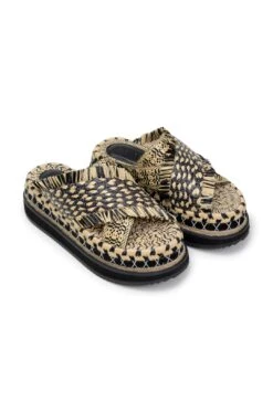 Farm Rio Black Wedge Flatform Slide Sandal