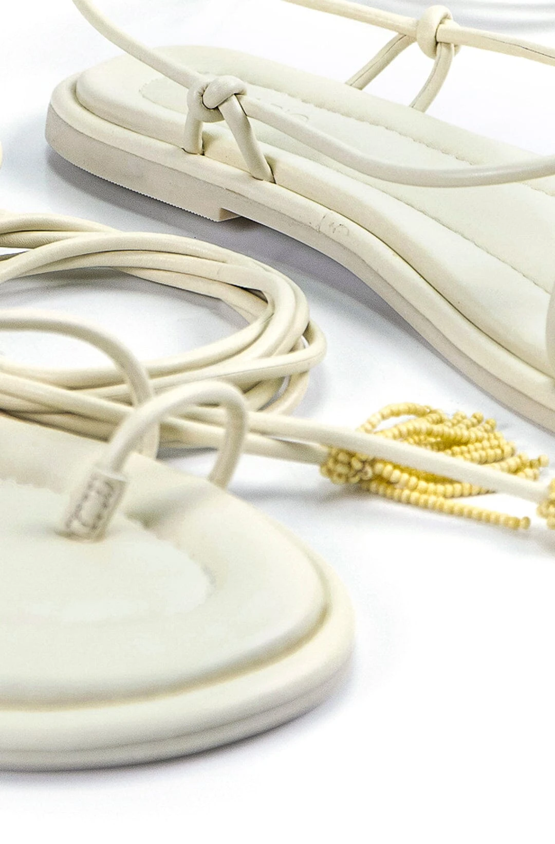 Farm Rio Off White Lace Up Flat Sandal 4 Farm Rio Off White Lace Up Flat Sandal - Image 2