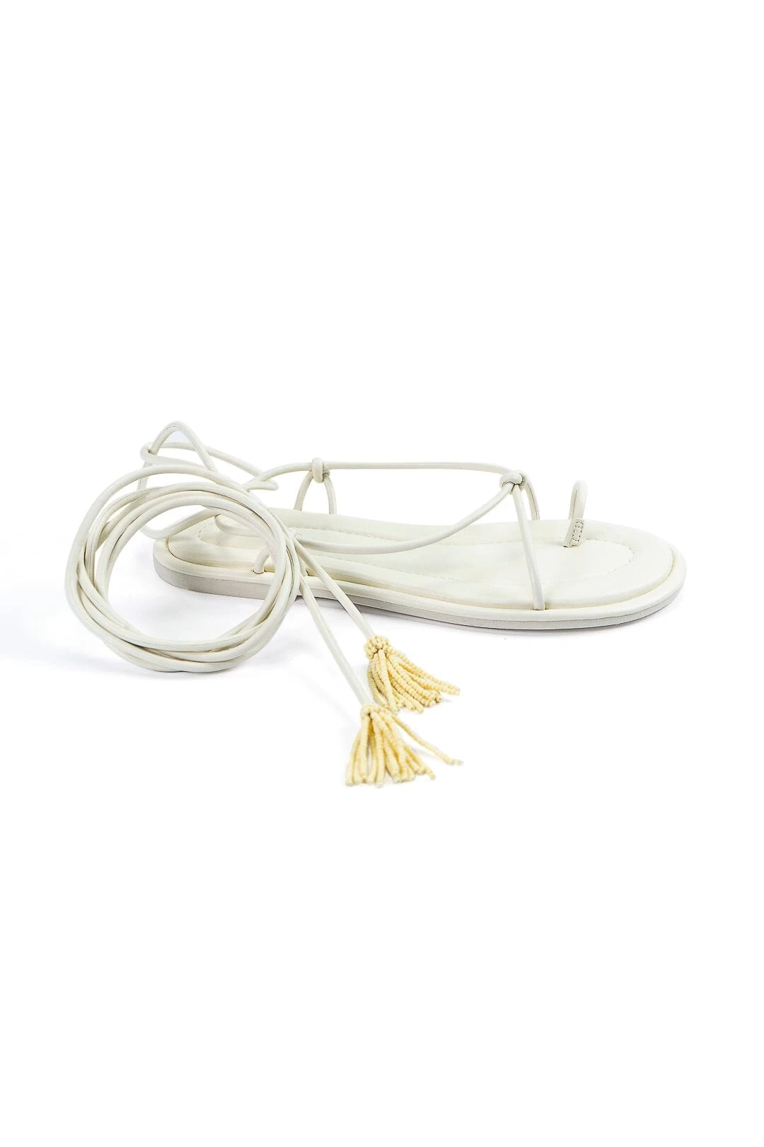 Farm Rio Off White Lace Up Flat Sandal 5 Farm Rio Off White Lace Up Flat Sandal - Image 3