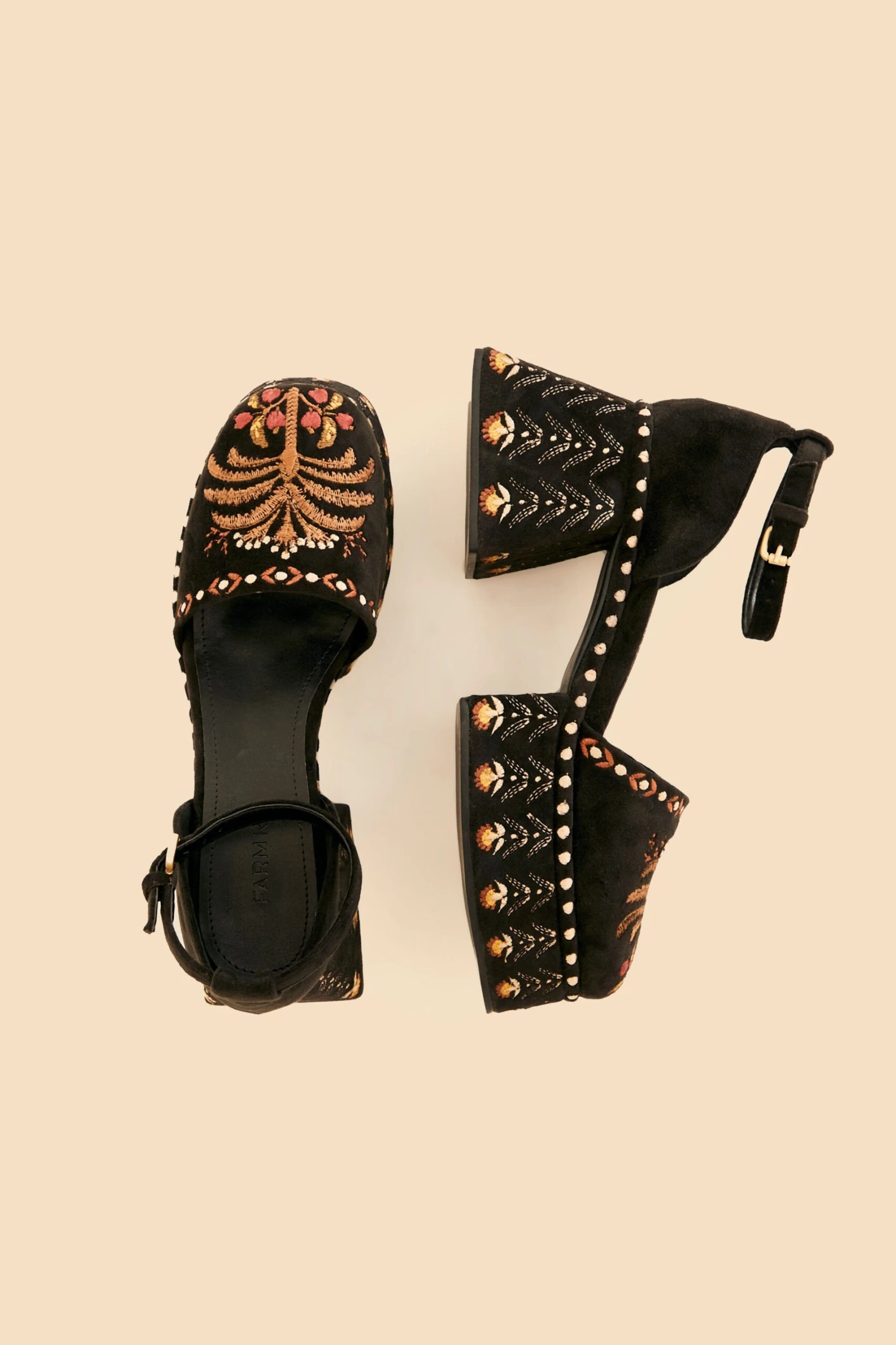 Farm Rio Black Velvet High Sandal 6 Farm Rio Black Velvet High Sandal - Image 4